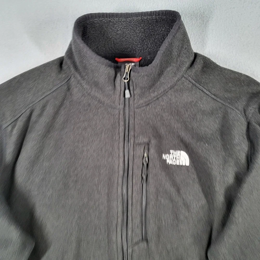 The North Face Fleece Jacket Men's XL Charcoal Gray Full Zip Logo Pocket Outdoor